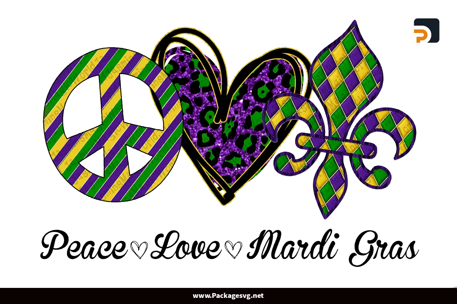 Peace Love Mardi Gras PNG Sublimation Design Digital Download|