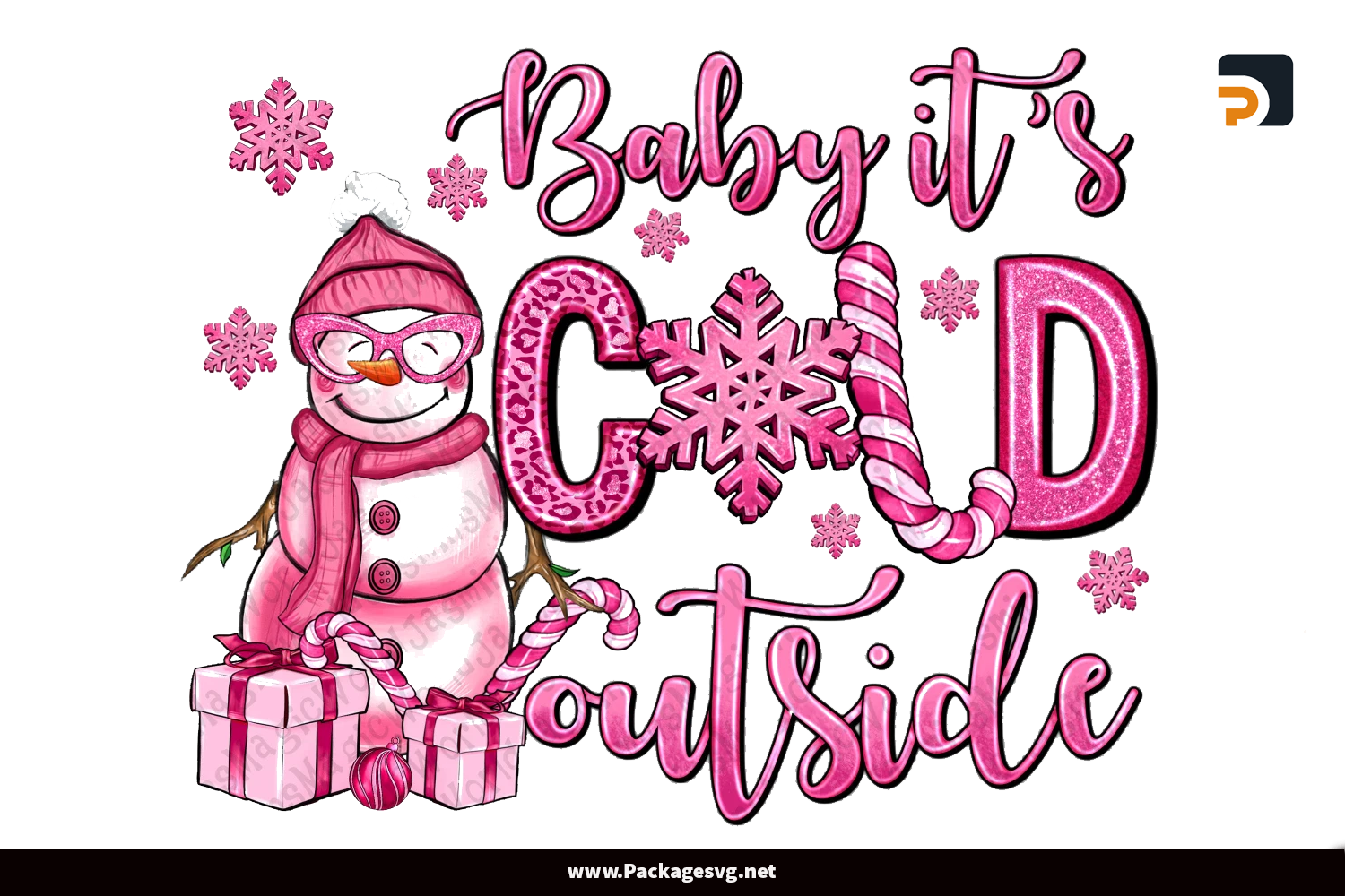 Pink Christmas Baby It's Cold Outside PNG Sublimation Design Digital Download||