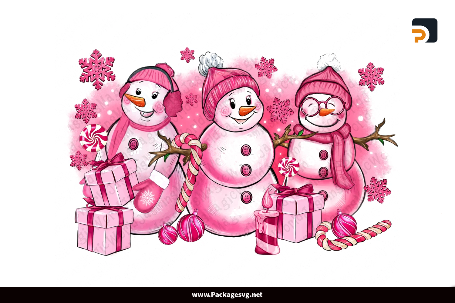 Pink Christmas Snowman PNG Sublimation Design Digital Download||