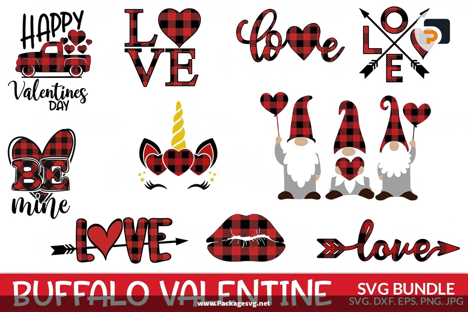 Plaid Buffalo Valentine SVG Bundle