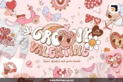 Retro Groovy Valentine Clipart Bundle