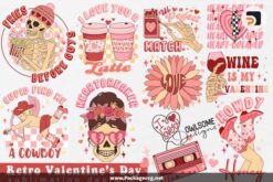 Retro Valentines Day Sublimation Bundle PNG Digital Download