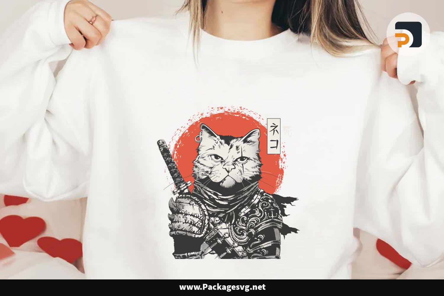 Samurai Cat Katana PNG EPS AI CDR Digital Download LF9368FX|