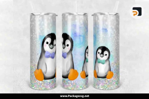Seamless Winter Penguin Cute Glitter Design