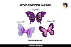Set of 3 Butterfly Hair Bow SVG EPS DXF JPG PDF Digital Download LF0VJICS