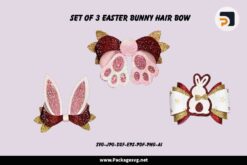 Set of 3 Easter Bunny Hair Bow SVG PNG EPS DXF JPG PDF AI Digital Download LF0WHEP2|||
