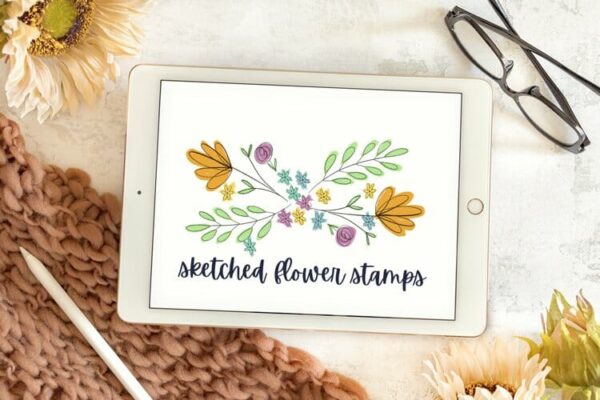 Sketched Flower Stamp Kit - Procreate Stamps