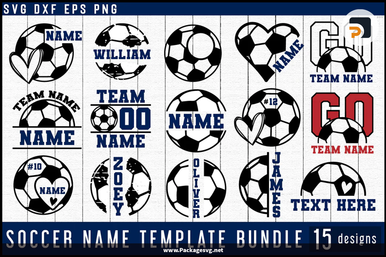 Soccer Name Template Bundle SVG PNG EPS DXF PDF