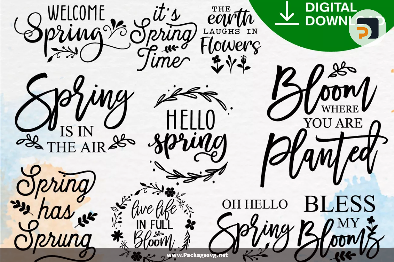 Spring Quote Bundle SVG PNG DXF