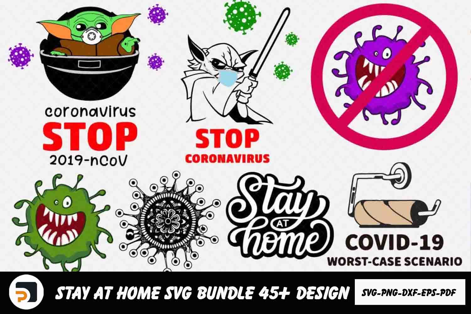Stay At Home Bundle SVG PNG EPS DXF PDF