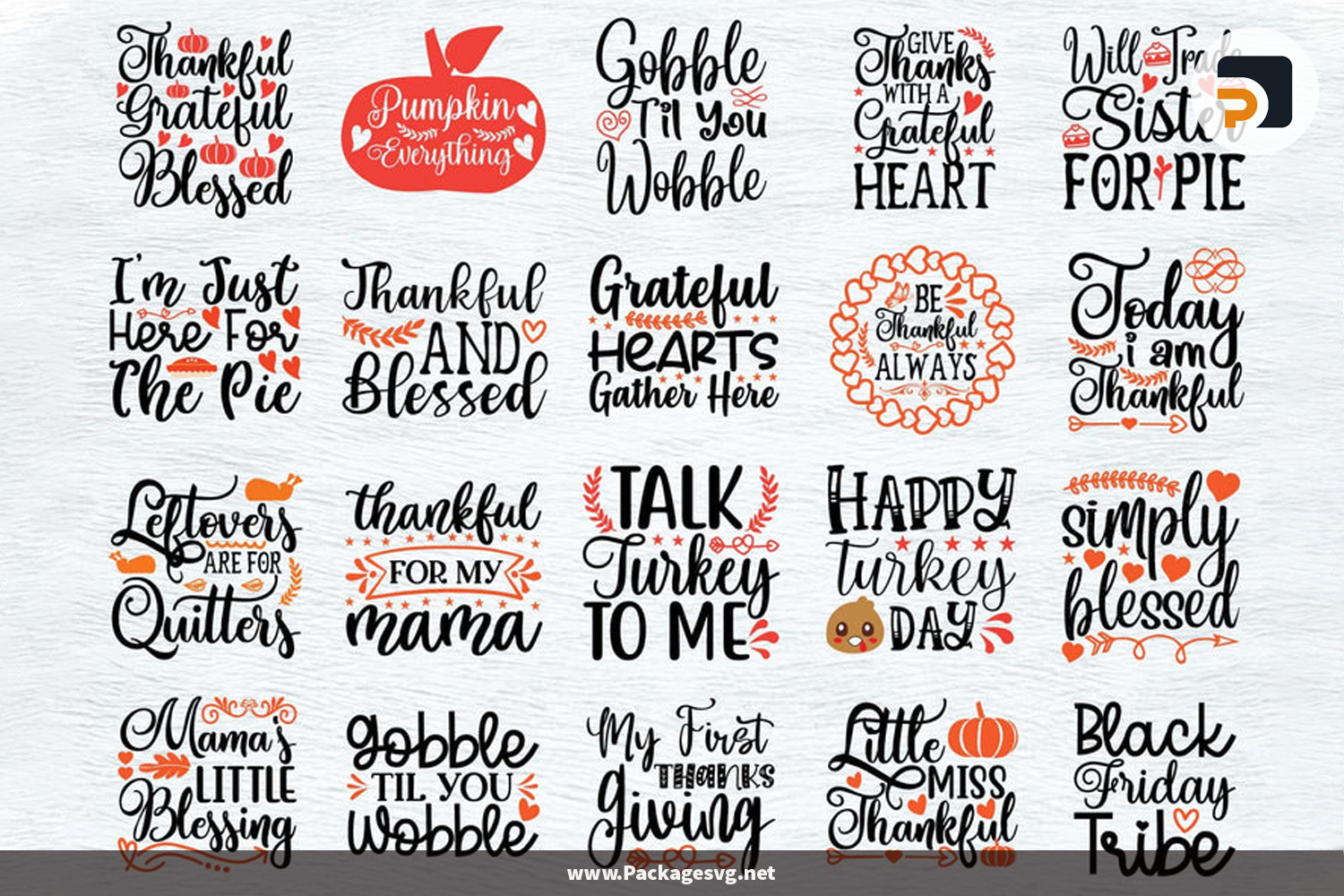 Thankful Quotes Bundle SVG PNG DXF EPS