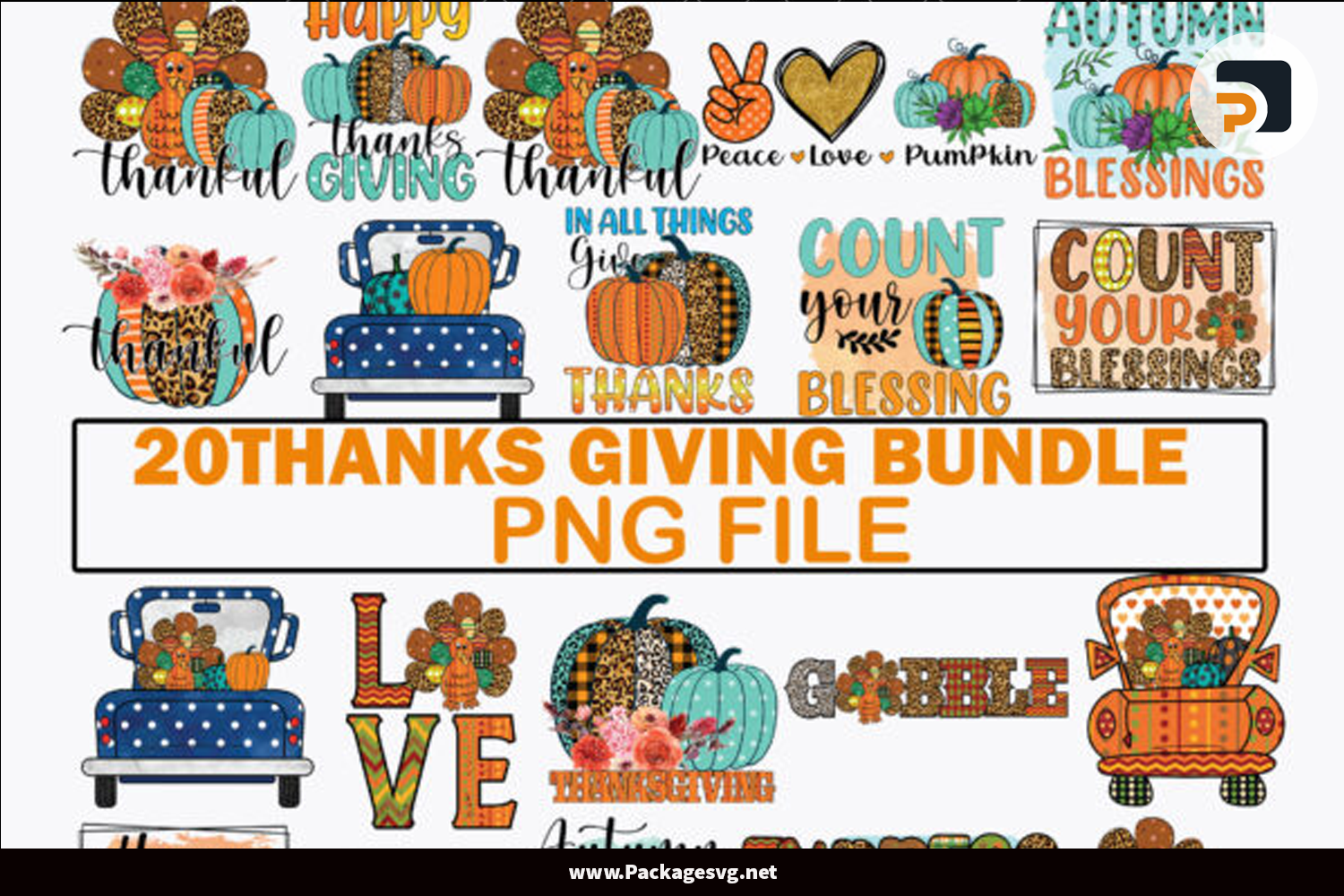 Thanksgiving Bundle 20 Designs PNG