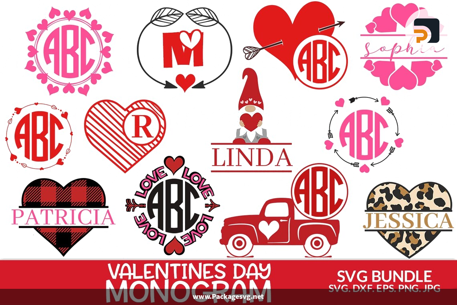Valentines Day Monogram SVG Bundle