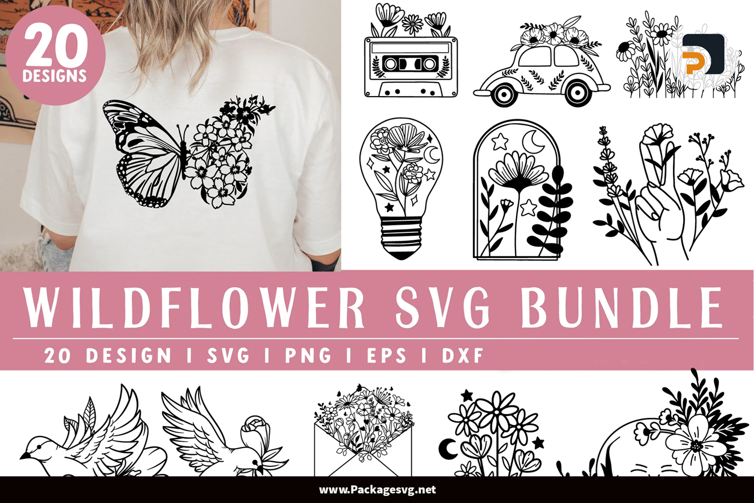 Wildflower Bundle SVG EPS PNG DXF