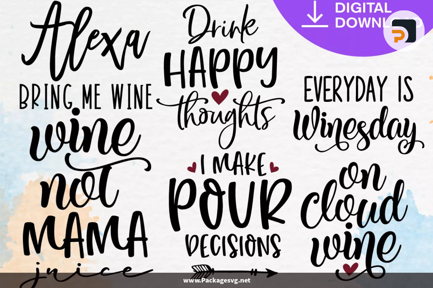 Wine Quotes Bundle SVG PNG DXF