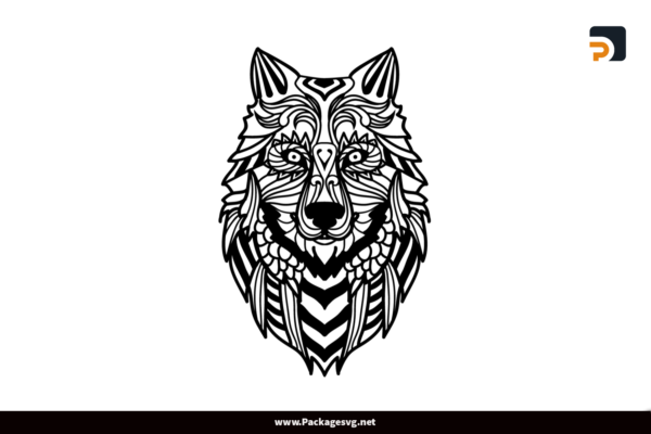 Zentangle Wolf Design SVG PNG DXF EPS Free Download
