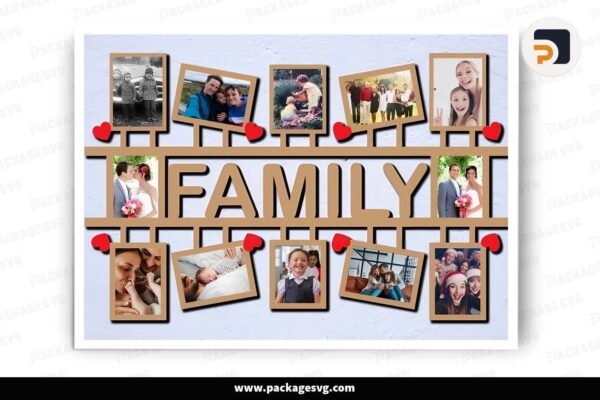 12 Family Photo, Big Frame Laser Cut Free Download