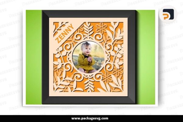 3D Baby Photo Frame Shadow Box, SVG Template For Cricut Free Download