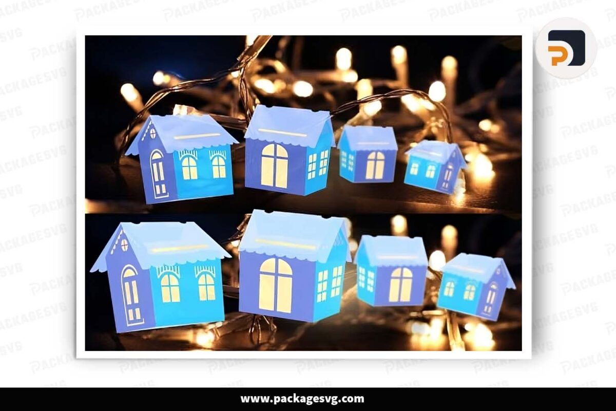 3D Christmas Houses Paper Cut Decor, SVG For Cricut Free Download