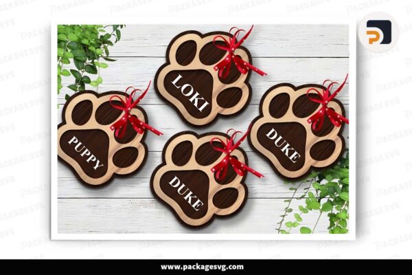 3D Paw Layered, Laser Cut Ornament Free Download