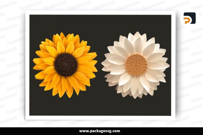3D Sunflower Papercut SVG, Flower Template For Cricut LGDI55WY
