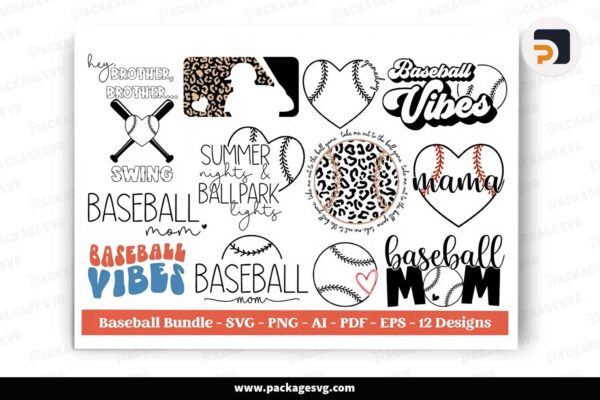 Baseball Mom Bundle, 12 SVG Designs Free Download