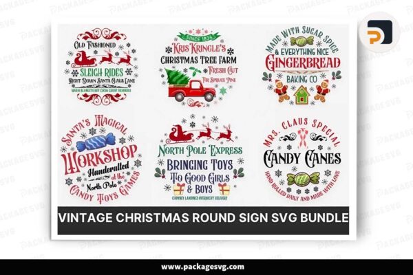 Christmas Round Sign Svg Bundle Free Download