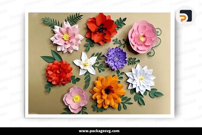 DIY Flower Paper Bundle, SVG Template For Cricut LHO96L3B