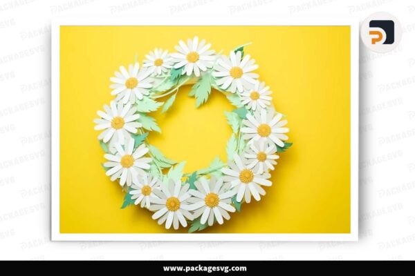 Daisies Wreath Papercut, SVG Template For Cricut Free Download