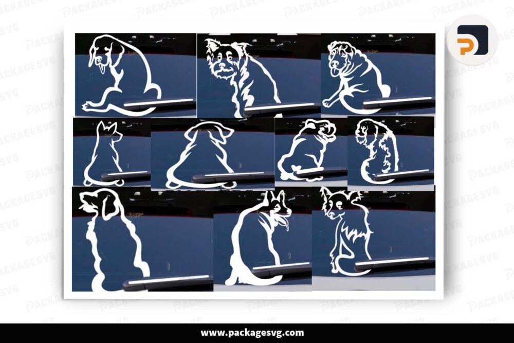 Dog Wagging Tail Window Decal Bundle, Car Rear Wiper Sticker
