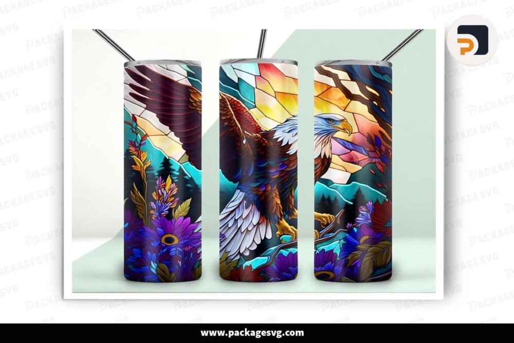 Eagle Stained Glass Template, 20oz Skinny Tumbler Wrap LHY66G4A