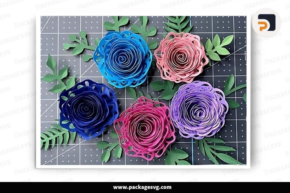 Elegant Rolled Flower Paper, SVG Template For Cricut LIA4KAT8