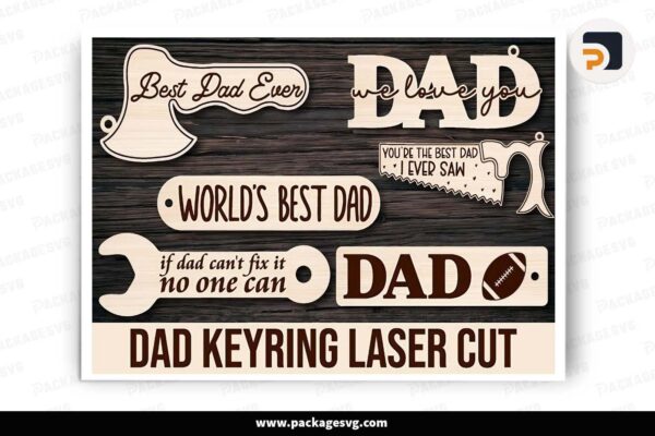 Father's Day Wood Keyring Laser Cut Free Download