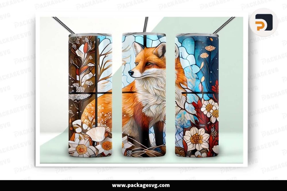 Fox Stained Glass Template, 20oz Skinny Tumbler Wrap LHY6E2S6