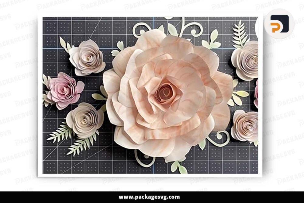 Giant Rose Paper, Flower Template For Cricut LIA4VRYB