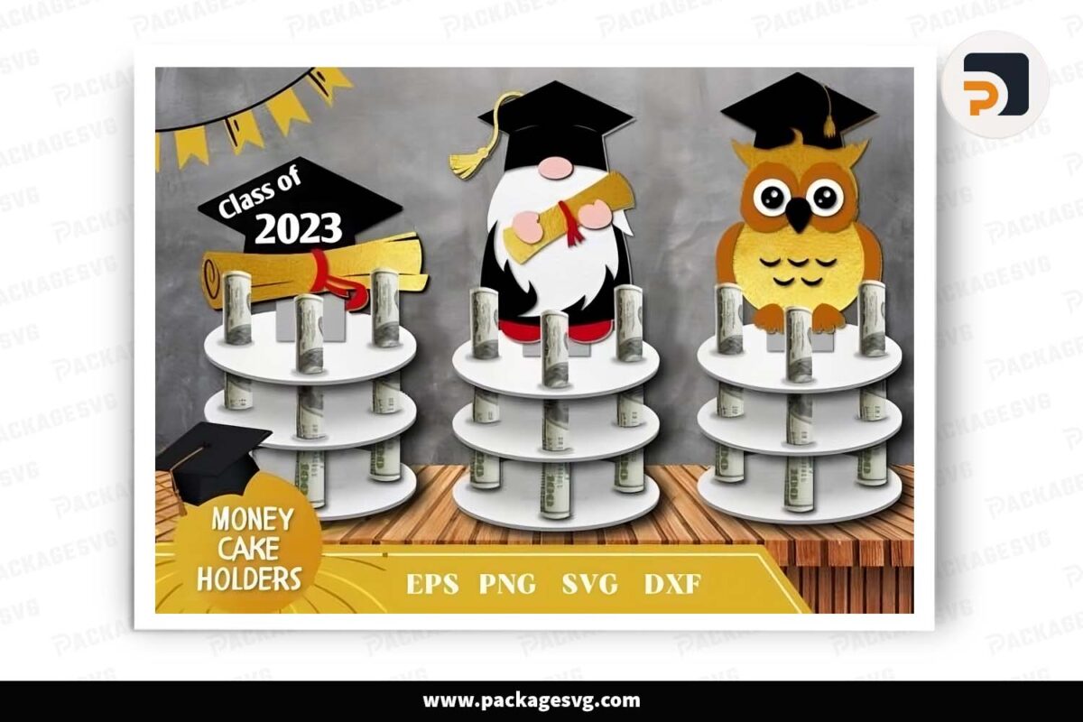 Graduation Money Cake Bundle, SVG Template For Cricut Free Download