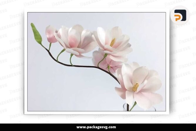 Magnolia Flower Paper, SVG Template For Cricut LHH3K1MT