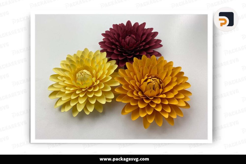 Mini Chrysanthemum Paper cut, Flower Template For Cricut LI8C1LPL