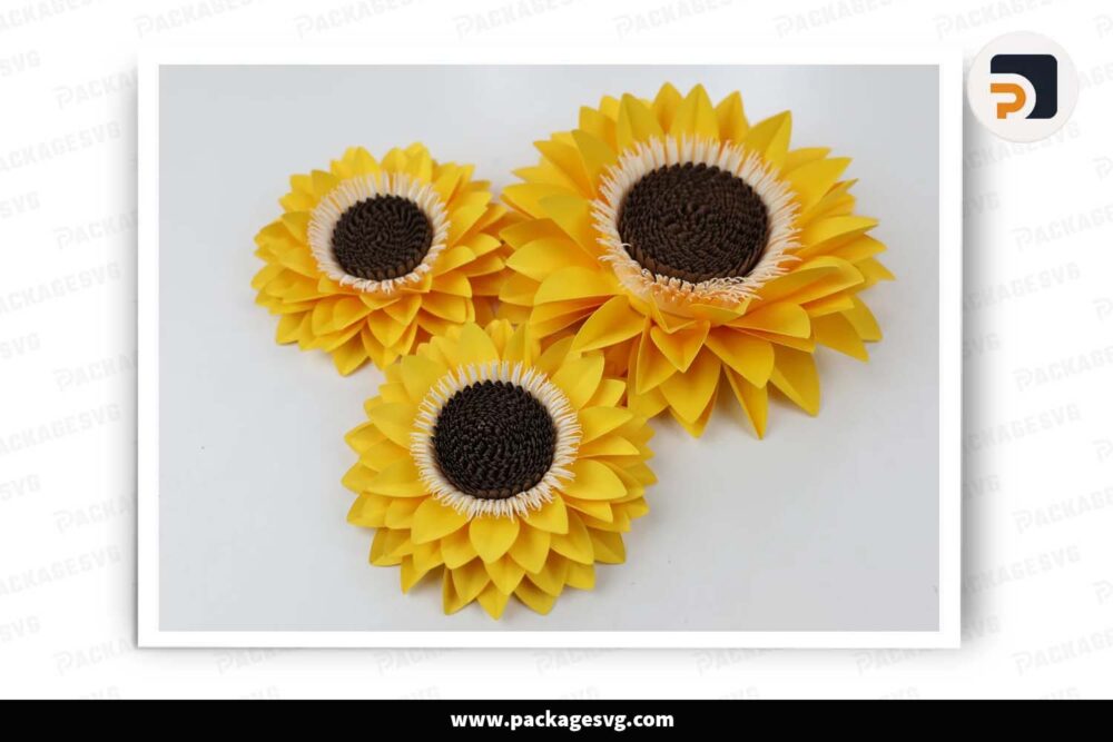Mini Sunflower Paper cut, Flower Template For Cricut LI8BU6R8