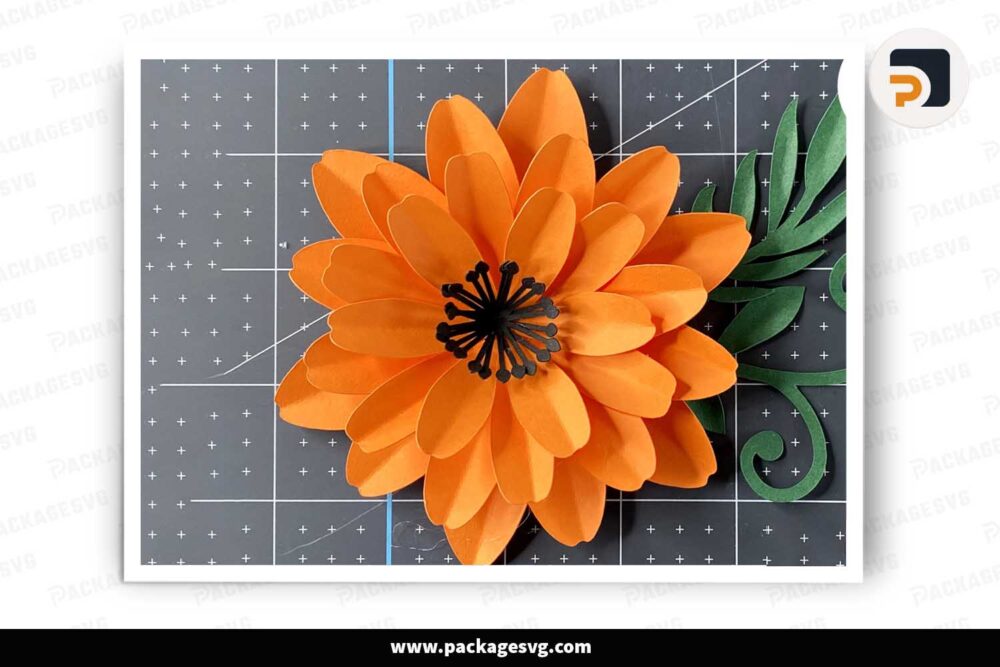 Orange Kiss Flower Paper, SVG Template For Cricut LHO7IXT7