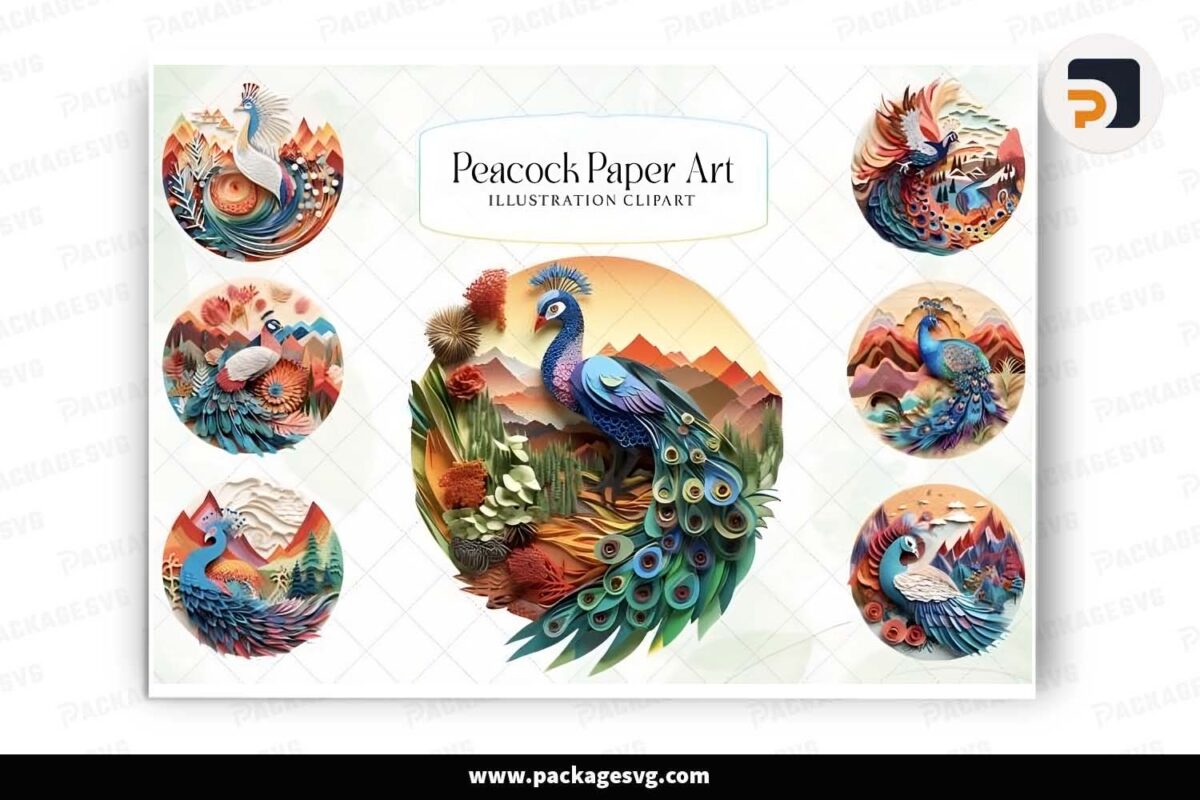 Peacock Layered, Paper Art Sublimation Free Download