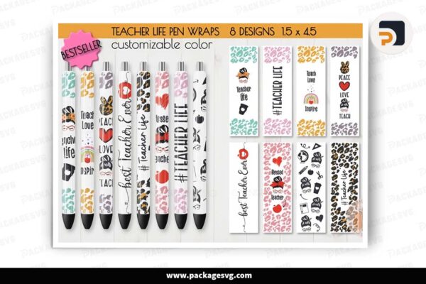 Pen Wrap Teacher SVG Bundle, Waterslides Design Free Download