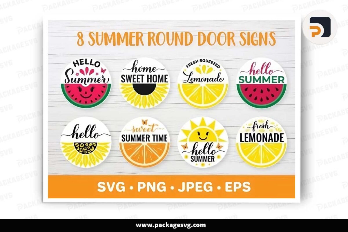 Summer Round Sign Bundle, Farmhouse Sign Free Download