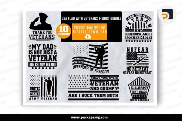 Usa Flag Bundle, Veterans T-Shirt Design Free Download