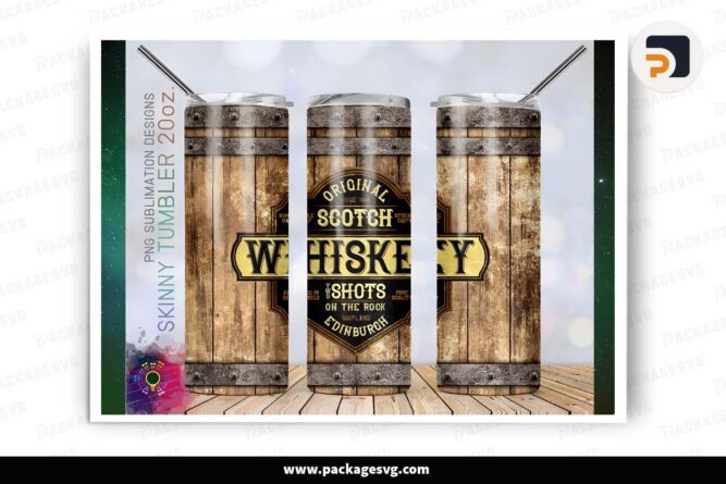 Wood Barrel Original Whisky Template, 20oz Skinny Tumbler Wrap LHY8T55K