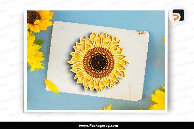 3D Layered Mandala Sunflower, SVG Template For Cricut LJ56PUF5