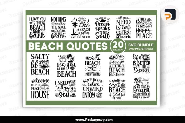 Beach Quote Bundle, 20 Summer Designs Free Download