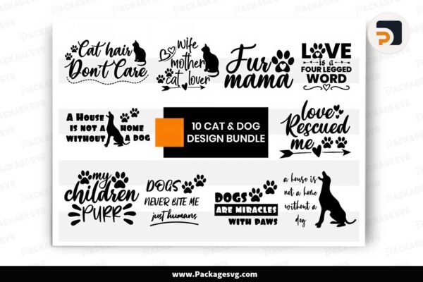 Cat & Dog Bundle, 10 Pet Designs Free Download