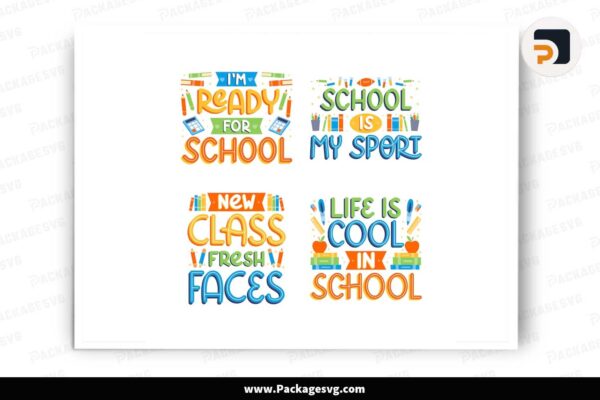Colorful Back To School Bundle, 4 SVG Shirt Designs Free Download