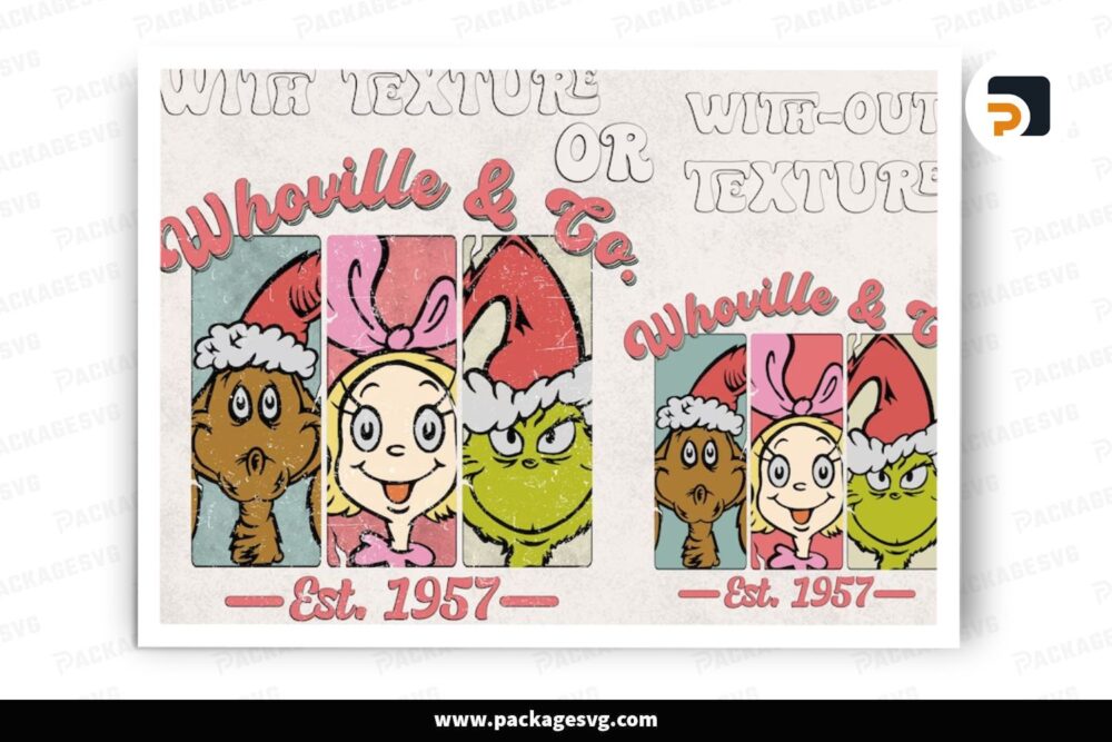 Grinch And Friends Retro Christmas PNG, Whovillee University Christmas Design LNRS6VHA